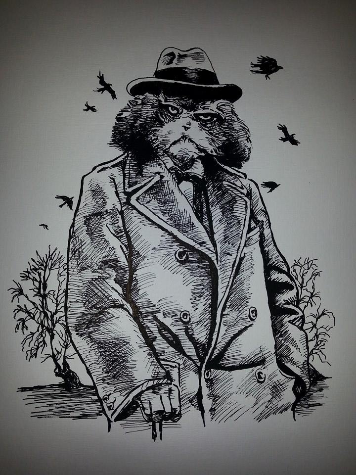 An Inspector Calls Pen and Ink by Julian Quaye