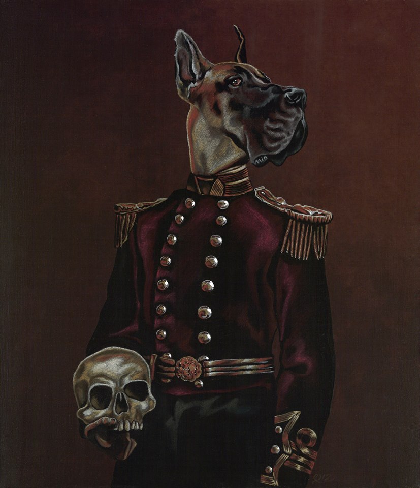 Buster the Dane, Mixed media on canvas by Julian Quaye