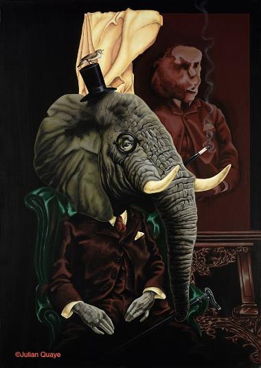 The Elephant in the Room, mixed media on canvas by Julian Quaye